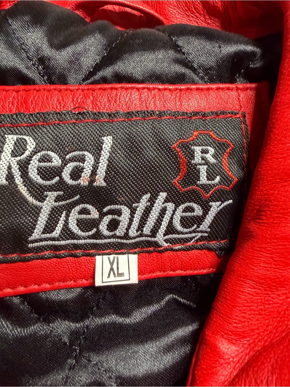 Real Leather Red Cobra Patch Bomber Jacket - Picture 2 of 4